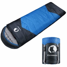CANWAY Schlafsack Schlafsäcke Mumienschlafsack aus Baumwolle als Füllstoff wasserabweisend für Camping Indoor Outdoor Erwachsene im Winter 1,9KG Blau - 1