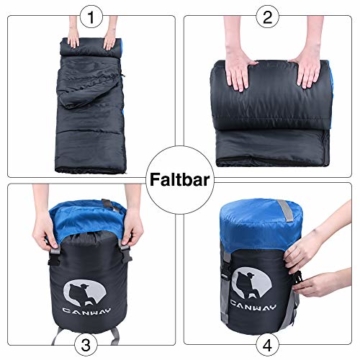 CANWAY Schlafsack Schlafsäcke Mumienschlafsack aus Baumwolle als Füllstoff wasserabweisend für Camping Indoor Outdoor Erwachsene im Winter 1,9KG Blau - 6