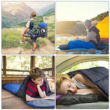 CANWAY Schlafsack Schlafsäcke Mumienschlafsack aus Baumwolle als Füllstoff wasserabweisend für Camping Indoor Outdoor Erwachsene im Winter 1,9KG Blau - 7