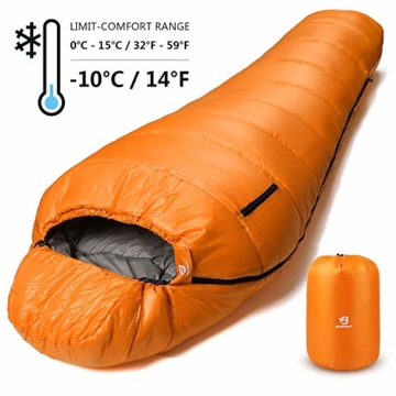 Bessport Schlafsack Winter-9°C und 0℃ Outdoor Mumienschlafsack für Camping un 