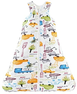 Chilsuessy Sommerschlafsack Baby Schlafsack Kleine Kinder Schlafanzug ohne Ärmel für Sommer und Frühling 100% Baumwolle (130/Baby Höhe 130-150cm, Cartoon Fahrzeug) - 1